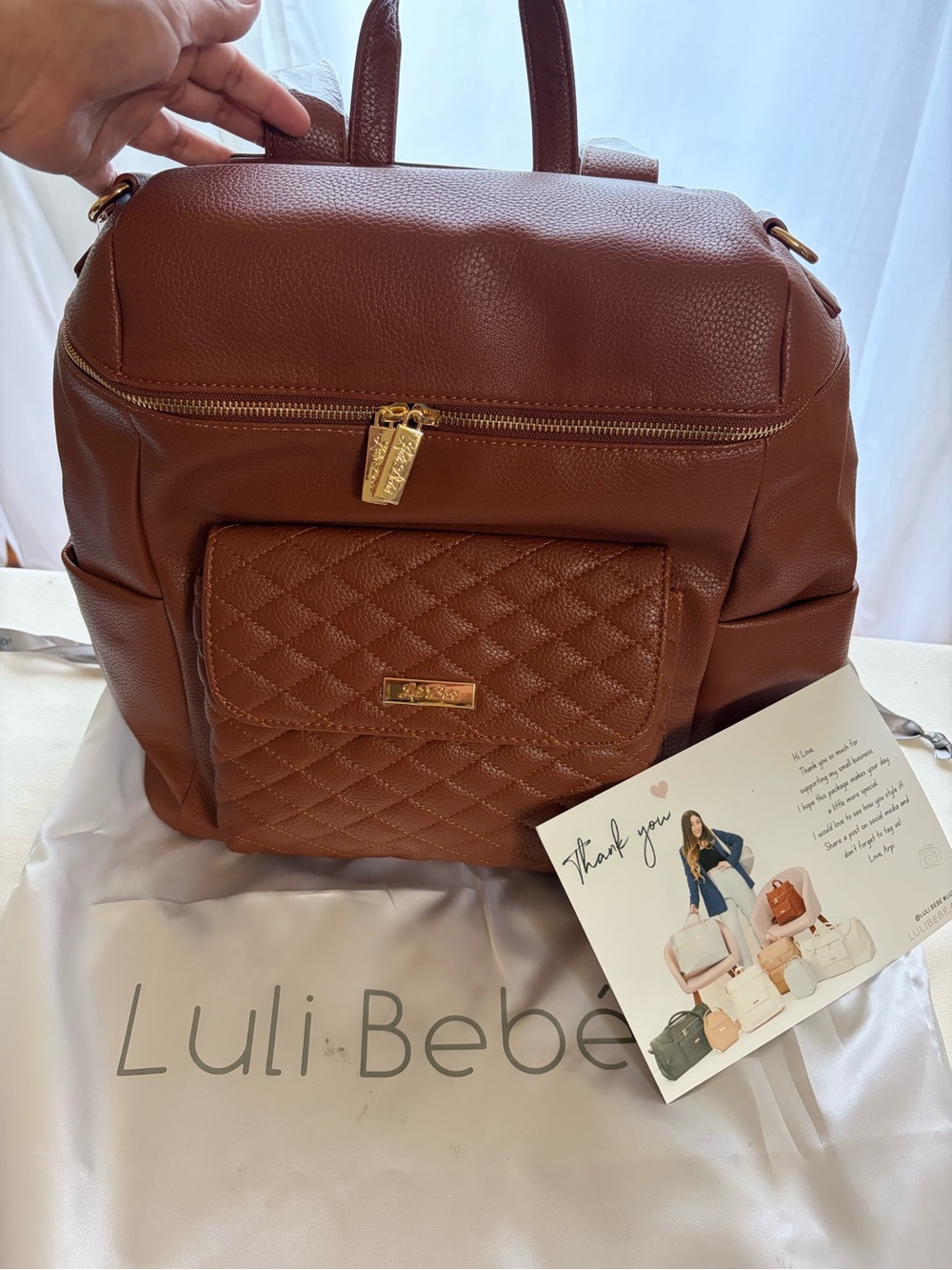 Quilted Front Pocket Backpack - Brown